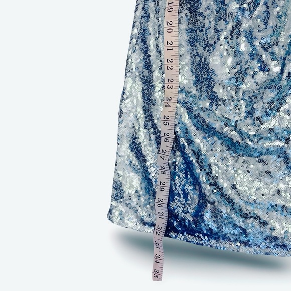 Lulus Night of Perfection Mini Dress Sequin Cowl Back Mint Blue Size Small NWT - Picture 5 of 7